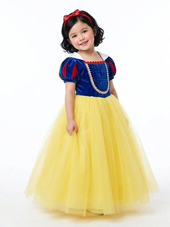 Other - Girls Snow White Inspired Princess Costume Dress Blue Yellow Fairytale (Size 5)